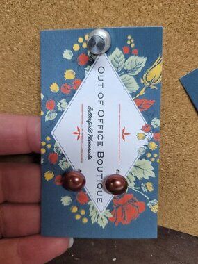 Genuine Brown Pearl Stud Earrings - Handcrafted